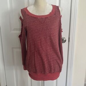Red Cold Shoulder Sweater